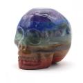 35MM Crystal Skull Head Statue Carved Gemstone Human Skeleton Figurines Reiki Healing Stone for Home Decor Halloween Decorations