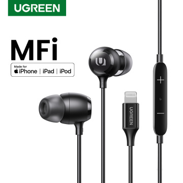 UGREEN Wired Headphones Earphones MFi Certified Lightning Earbuds for iPhone 12 11 8 7 with Microphone and Controller