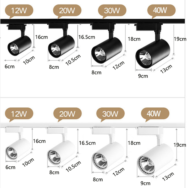 COB Led Track Light Fixture 220V Track Lamp Rail Spotlight 12W 20W 30W 40W Indoor Track Lighting Wall lamp For Clothing Store