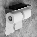 Roll Holder Multi-function Double Toilet paper holder wall moounted Mobile phone rack black Bathroom roll holder Stainless Steel