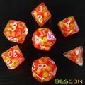 Bescon Firey Pearl Polyhedral Dice Set, Fire Pearl Poly RPG Dice set of 7