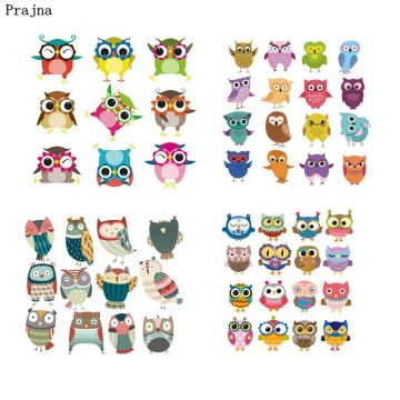 Prajna Sports Owl Heat Transfer Animal Happy Cats Iron On Patches Cartoon Stickers For Baby Clothes Printing Vinyl DIY Clothing