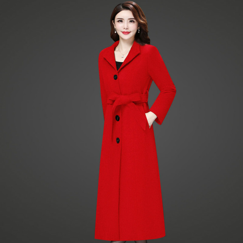 2020 Autumn Winter Coat Women Plus Size Cashmere Trench Coat Long Slim Blend lady Outerwear Korea High Quality Woolen Coat N05