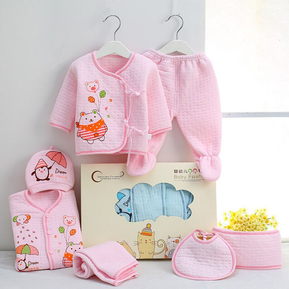 Winter & Autumn Newborn Baby Clothing Set Infant Clothes Suits 7 Pieces For 0-3M Full Month Neonatal Clothing High Quality