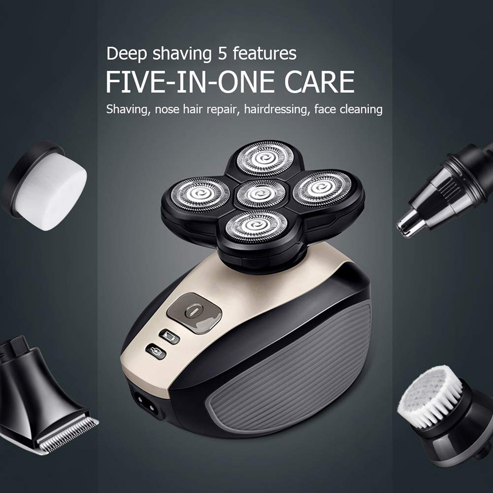 5 in 1 Electric Shavers Hair Trimmer Five Floating Heads Razors Hair Clipper Nose Ear Hair Trimmer Hair Removal Facial Cleaner