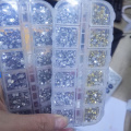 Set of 12 the crystal stone high-quality to gel nail resin in rhinestone with various size color cases Set rhinestone nail parts