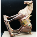8.3" Collect Chinese Ceramics Tang Sancai Pottery Zodiac Animal War-horse Statue