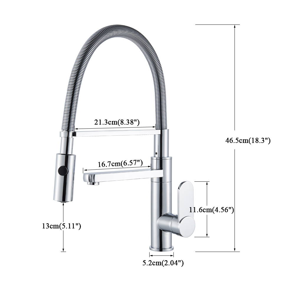 Chrome Pull Down Kitchen Faucet Deck Mounted 2 Swivel Spout Hot and Cold Kitchen Sink Tap with Stream Spray Kitchen Shower Head