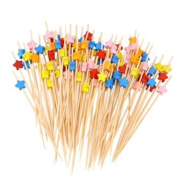 100pcs 12cm Cocktail Picks Creative Handmade Pentagram Shape Appetizer Picks Fruit Picks Party Supplies (Mixed)