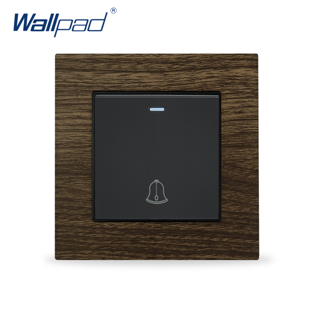 Doorbell Wall Switch Wallpad Aluminium Metal Frame Wood Design Push Button Switches Interrupteur Momentary Reset Switch