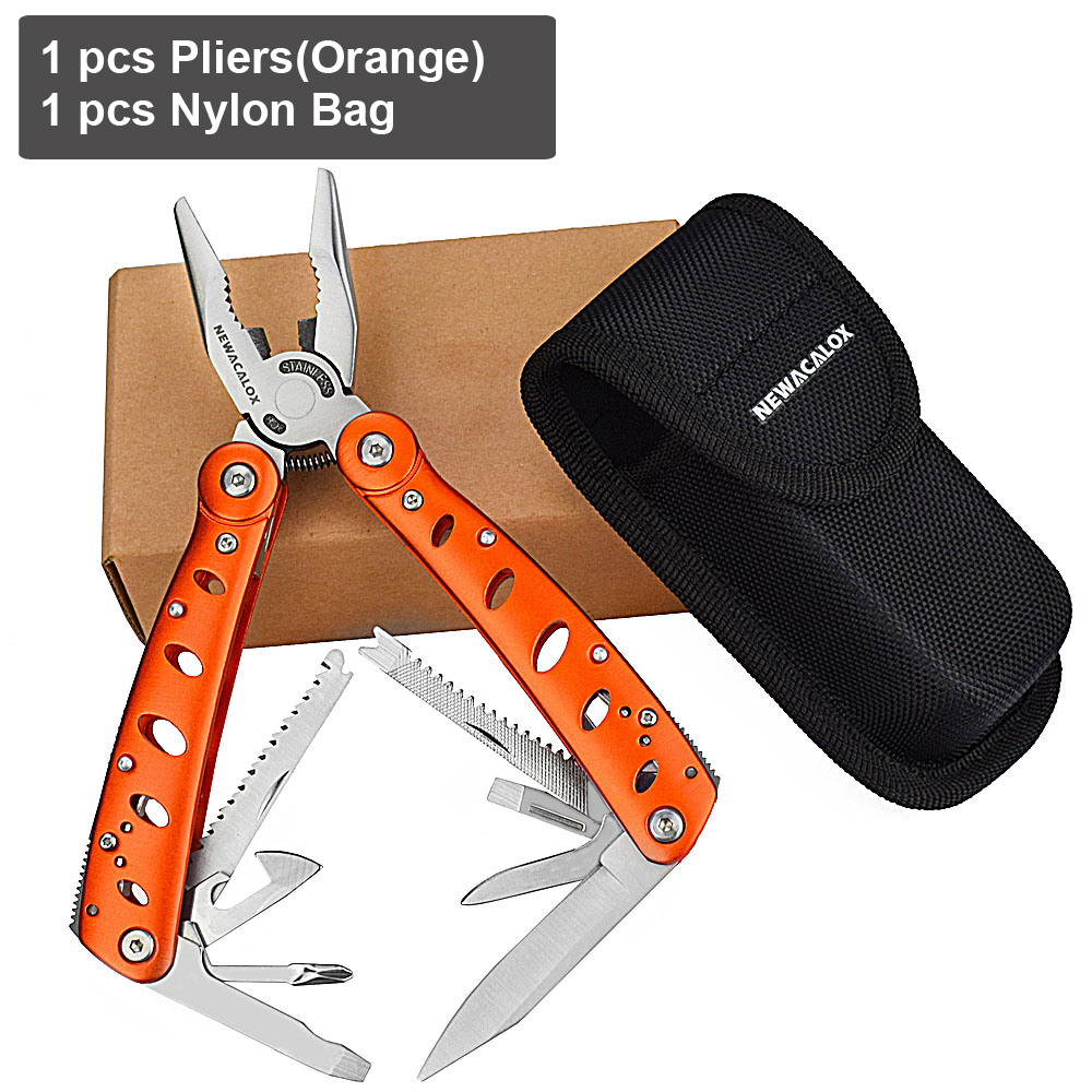 NEWACALOX Pocket Multi Function Pliers Multitool with Screwdriver Kit Camping Tool Knife Wire Cutter Crimping Tool Pliers