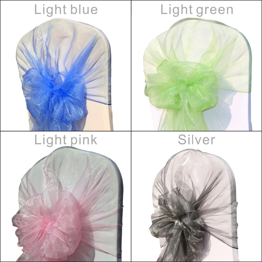 10pcs 26x108"Organza Fabric Chair Hoods Chair Caps Wrap Tie Back Chair Cover Sash For DIY Wedding Event&Party&Banquet Decoration