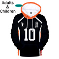 Popular Hot 3D Haikyuu!! Hoodies Men Sweatshirt Women Casual Comic Haikyuu!! Kids Black Hoodie Boys Girls Pullovers