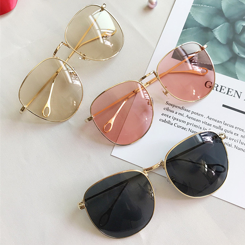 Driver Goggles Classic Small Frame Round Sunglasses Women/Men Brand Designer Alloy Mirror Sun Glasses Clear Ocean Lenses