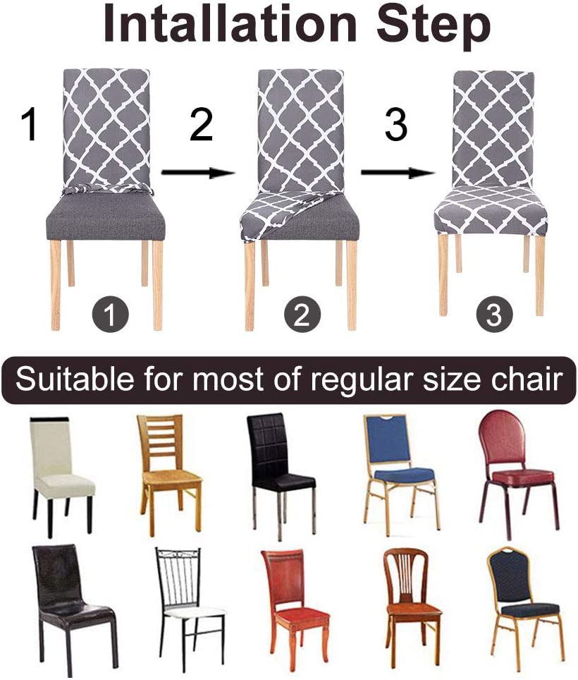 1/2/4/6PCS Spandex Elastic Printing Dining Chair Slipcover Removable Anti-dirty Chair Cover for Banquet Wedding Kitchen