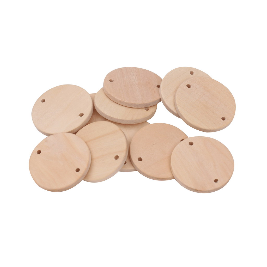 30 Pieces Wooden Discs Unfinished Round Wood Log Slice Discs DIY Crafts 38mm for Handmade Earring Hanging Tags