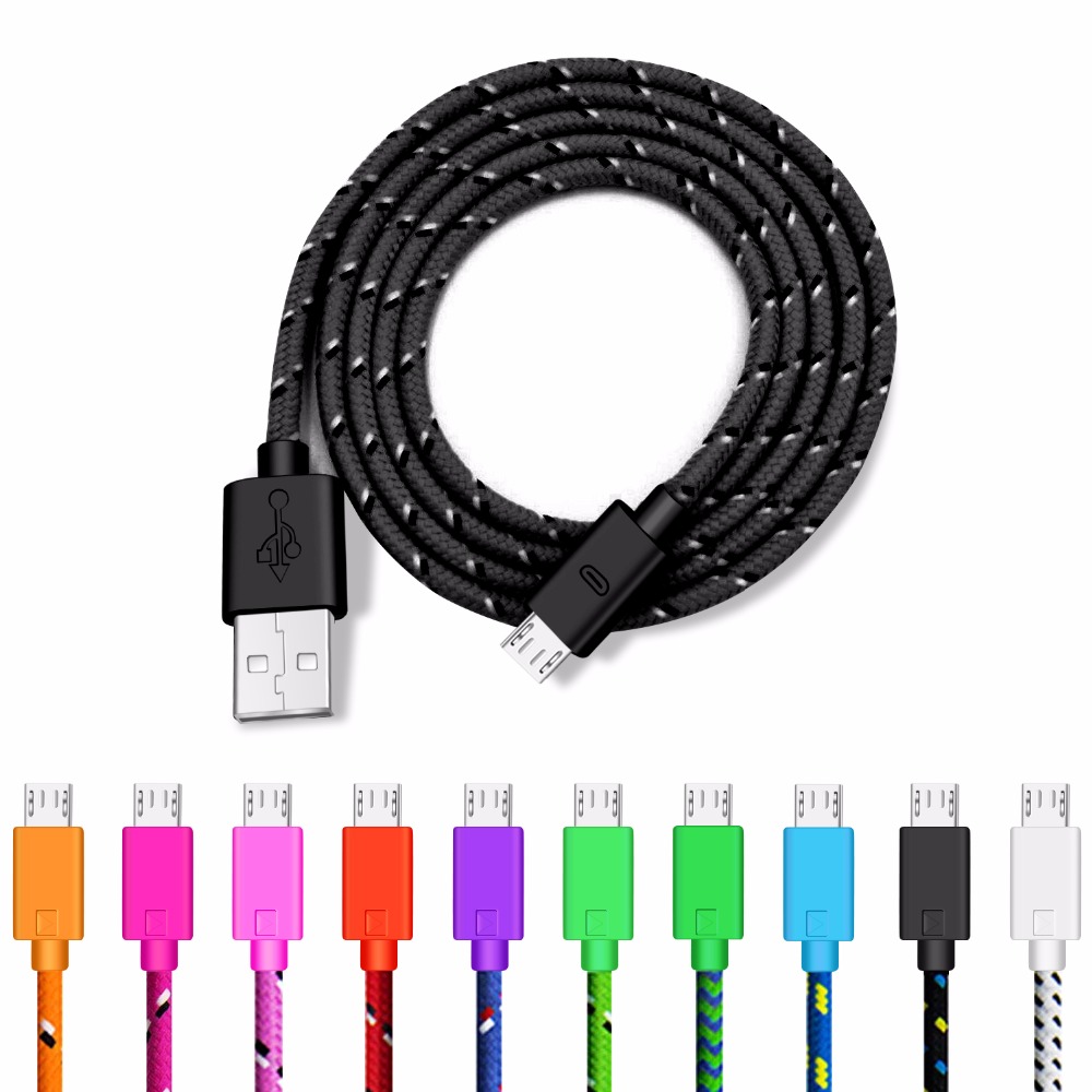 Nylon Braided Micro USB Cable Data Sync USB Charger Cable For Samsung Huawei Xiaomi Android Phone 1M/2M/3M Fast Charging Cables