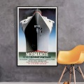Normandy Travel Tour Cruise Ship Passenger Liner Retro Vintage Kraft Poster Canvas Painting Wall Sticker Home Decor Gift
