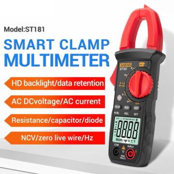 ST181 Digital Clamp Meter DC/AC Current 4000 Counts Multimeter Ammeter Voltage Tester Car Amp Hz Capacitance NCV Ohm Test