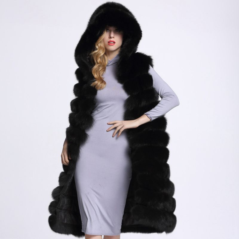 Long Fur Vest Winter Women Luxury Faux Fox Fur Vest Furry Slim Woman Fake Fur Vest Plus Size Faux Fur wj1342