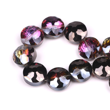 Czech Glass Round Stone Beads 14mm Faceted Crystal Flat Loose Beads DIY Making Lampwork Crystals Plated Beads Wholesale