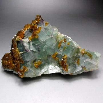 1970g Golden Baryte/Barite on Green Fluorite - crystals and stones healing Mineral specimen Home Decor feng shui decoration