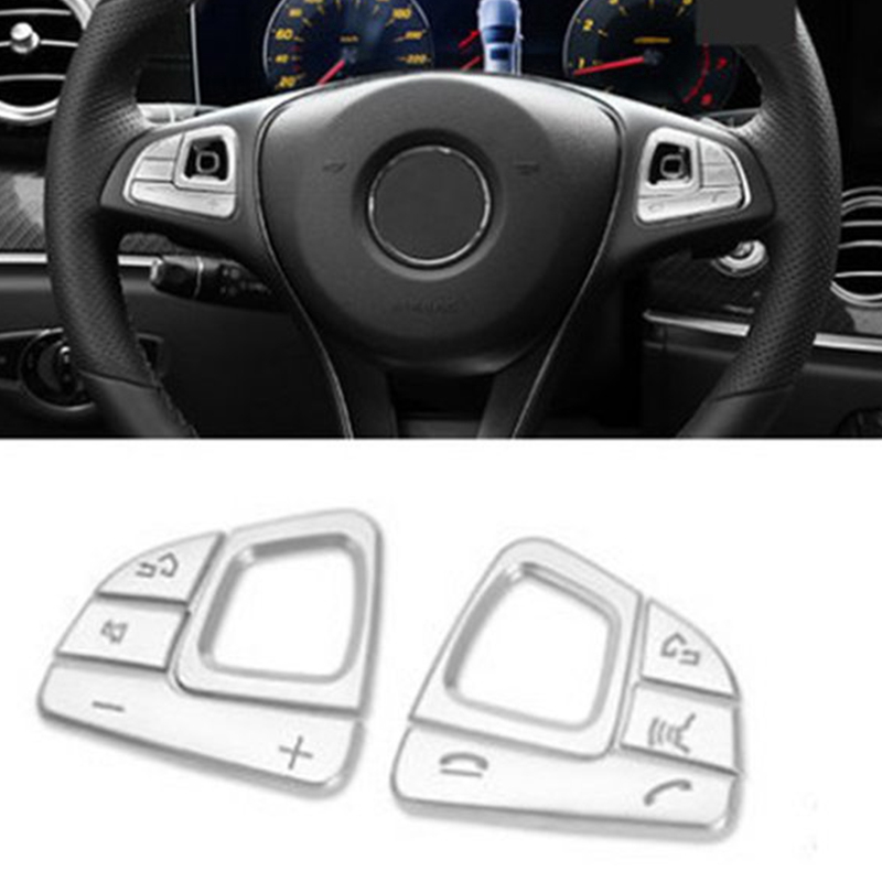 8Pcs Silver Car Steering Wheel Button Cover Trim for Mercedes E-Class W213 2016-2019 Car Interior Accessories Styling