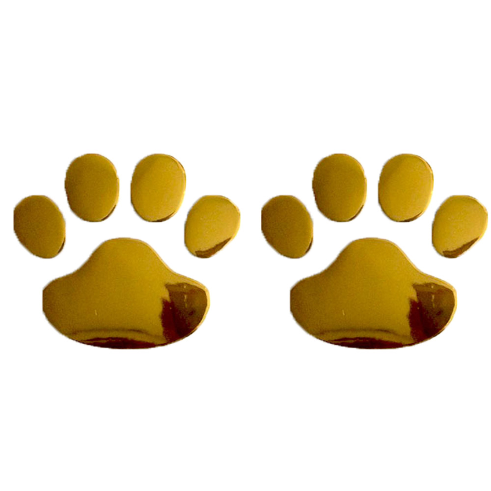 2PCS Car Sticker Cool Design Paw 3D Animal Dog Cat Bear Foot Prints Footprint Decal Car Stickers Silver Gold Auto Accessories