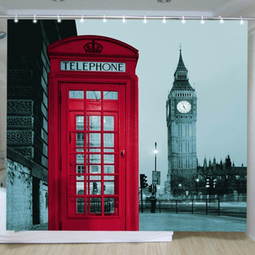 LUFY New Famous City Landmark Pattern London Big Ben Polyester Shower Curtain Paris Shower Curtain Bath Screen Free Shipping