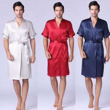 Men's New Long-sleeved Solid Color Women Nightdress Lace Lingerie Sleepwear Dress Robe Nightie Gown Bathrobe Kimono Satin Robes