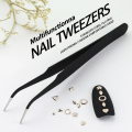 NAILCO Black Stainless Steel Tweezers Manicure Tools All For Nails Design Anti Acid Rhinestone Nipper Picking Tool Nail Things