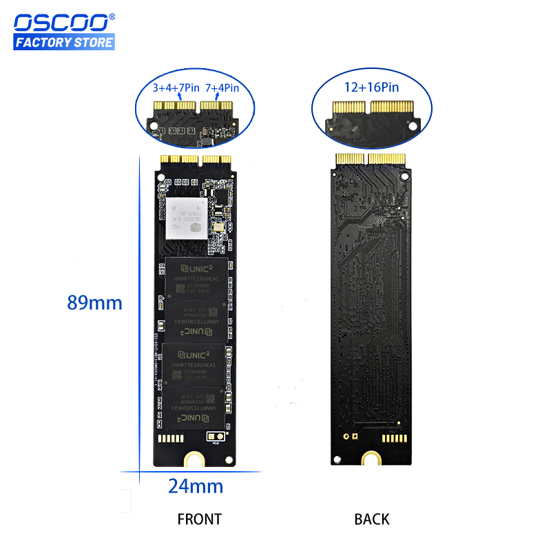 OSCOO NVMe PCIe Hard Drive M.2 SSD For Apple Macbook Air A1369 A1465 A1466, Pro Retina A1398 A1502, iMac A1418 A1419 2013-2017