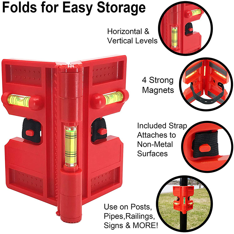 Spirit Level,netic Post Level Tool Folds for Storage,Cross Check Bubble Level(Pack Of 2)