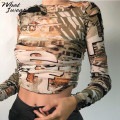 Casual Print Stacked T Shirt Women Hole Graphic Shirts 2020 Y2k Soft Fabric Long Sleeve Autumn New clothes Female Tee Streetwear