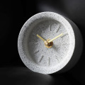 JADUOMA Table Clock Creatuve Gray Sand Terrazzo Clock On The Desk Clock Modern Design For Home Decoration Industrial Mute Watch
