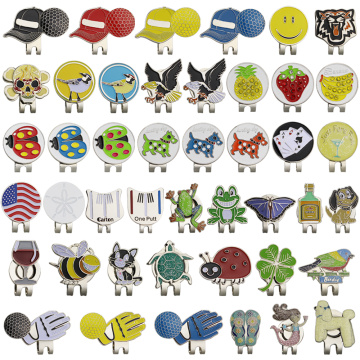 55 Kinds Different Design Golf Marker w Golf Hat Clip Clamp Golf Ball Mark(animals,wine cup,plants,shoes,flag) 1pcs