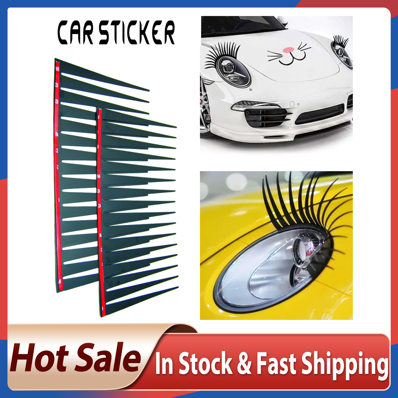 2PCS Auto Car Headlight Eyelash Stickers Car Eyelashes Car False Eyelashes Car Sticker Electric Eye Patch Drop Shipping