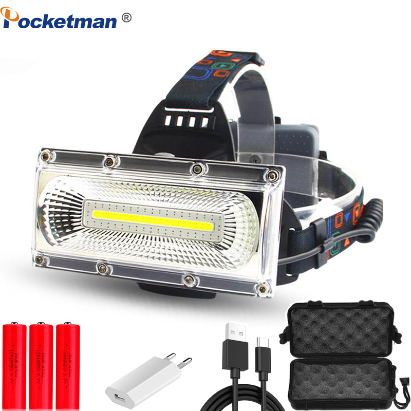 40000Lms COB LED Headlamp Repair Light Head Lamp USB Rechargeable Waterproof Headlight 18650 Battery Fishing Light