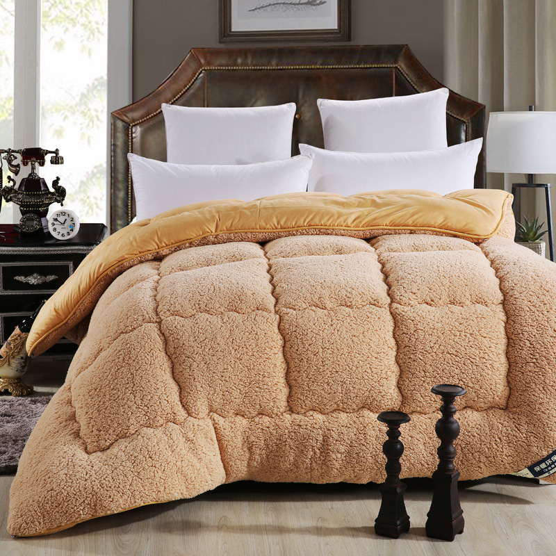 High quality and comfortable Wool material quilted Quilt king queen full size Comforter Winter Thick Blanket Solid Color