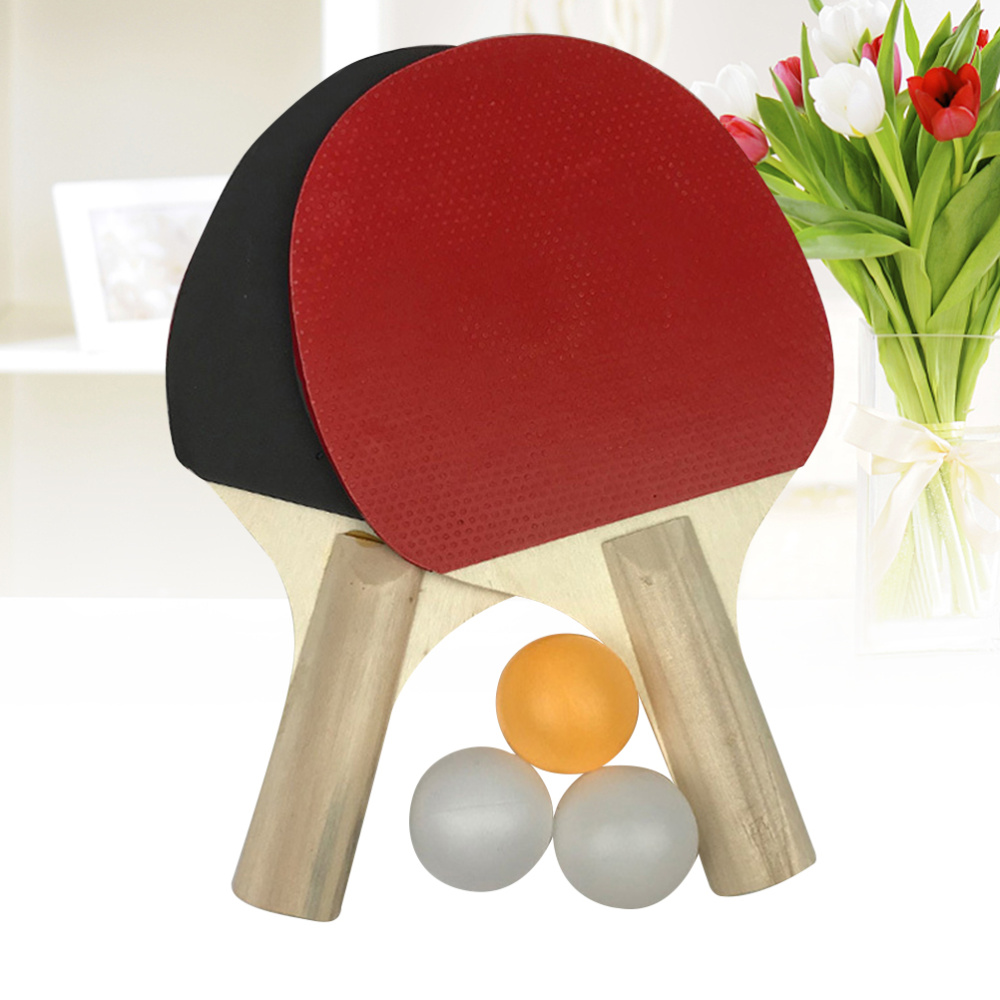 1 Set Table Tennis Rackets Professional Portable Rubber Faced-Pong Racket Set Pong Paddle for Sports