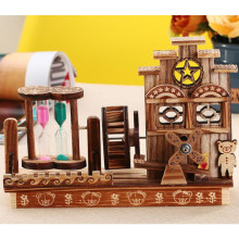 Fine Waterwheel Classical Rotary Bear Dancer Hourglass Music Box Creative Artware Gift Wooden Crafts Home Decor