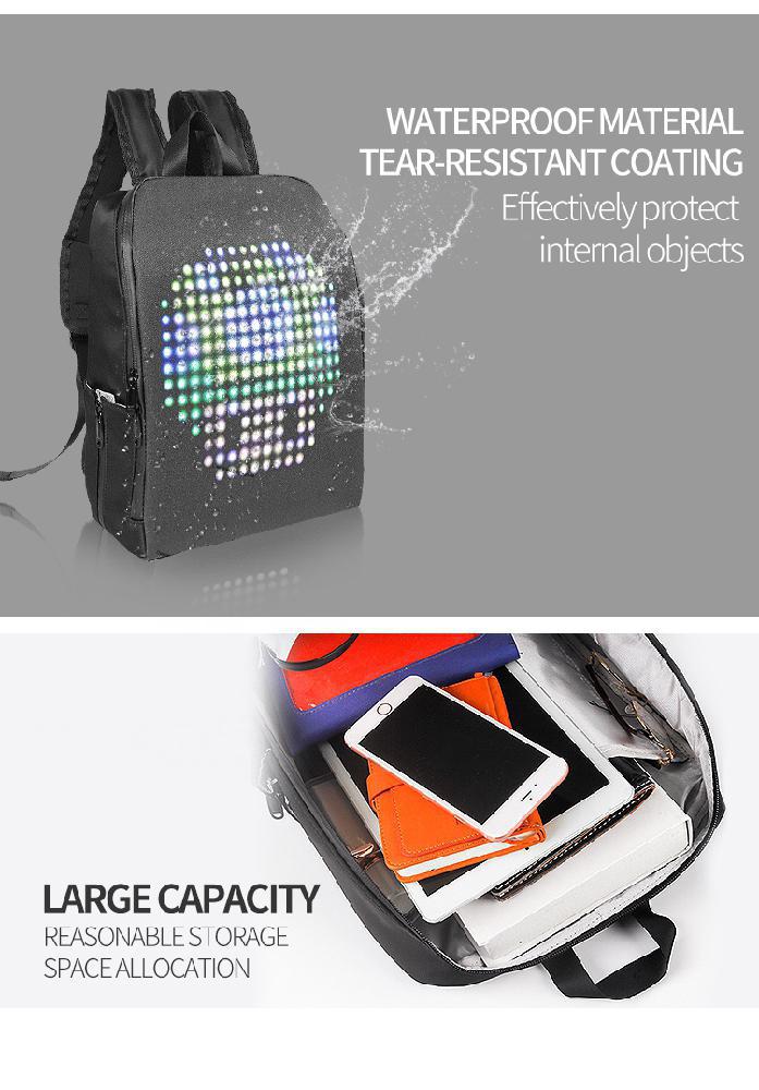 LED Advertising Light Led Display Backpack Smart WIFI Version APP Control Computer Backpack with customizable LED screen