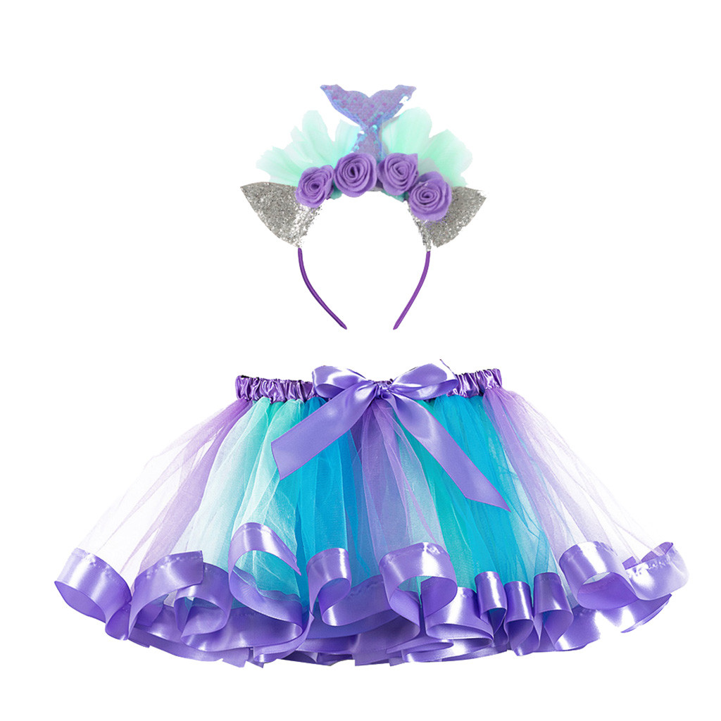 Girls Skirt Kids Tutu Party Dance Ballet Toddler Baby Costume Skirt+Headband Set Fashion Girls Princess Tutus Tulle Skirts M140#