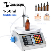 ZONESUN 0-50ml Small Automatic CNC Liquid Filling Machine 220V Perfume Weighing Filling Machine Oral Liquid Solution Filler