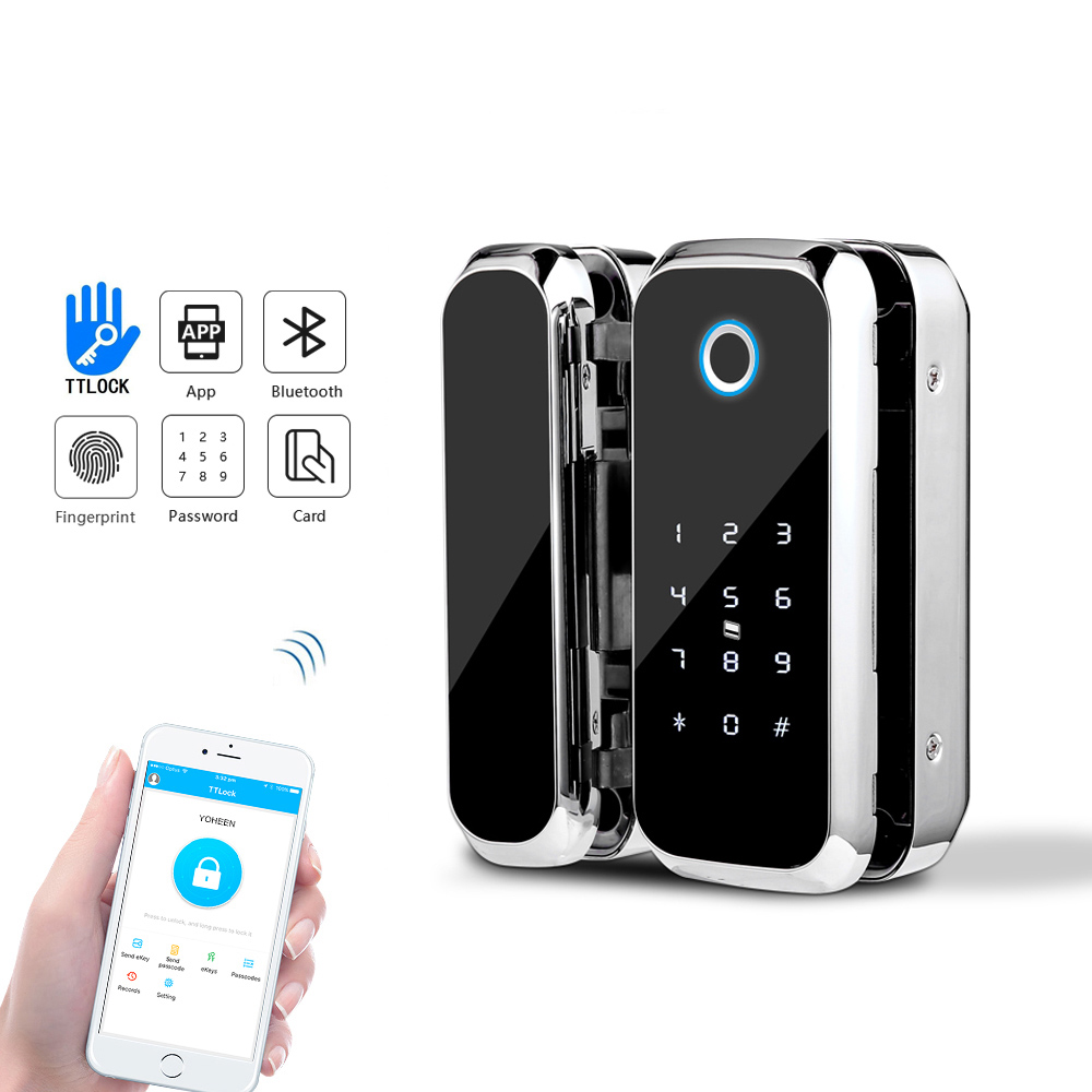 FREECAN TTlock App WiFi Bluetooth Control Glass Door Lock Electronic Digital Code RFID Biometric Fingerprint Smart Lock for Offi