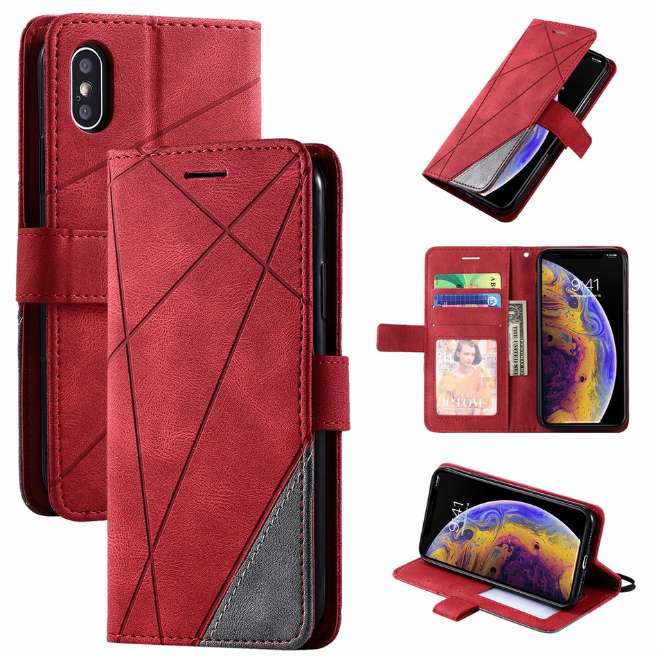 Stand Business Phone Holster For Redmi 7 7A 8 8A Note 8T 9 Pro K30 K20 10X Mi Poco X3 Nfc Stripe Wallet Rhombus Case Cover D21G