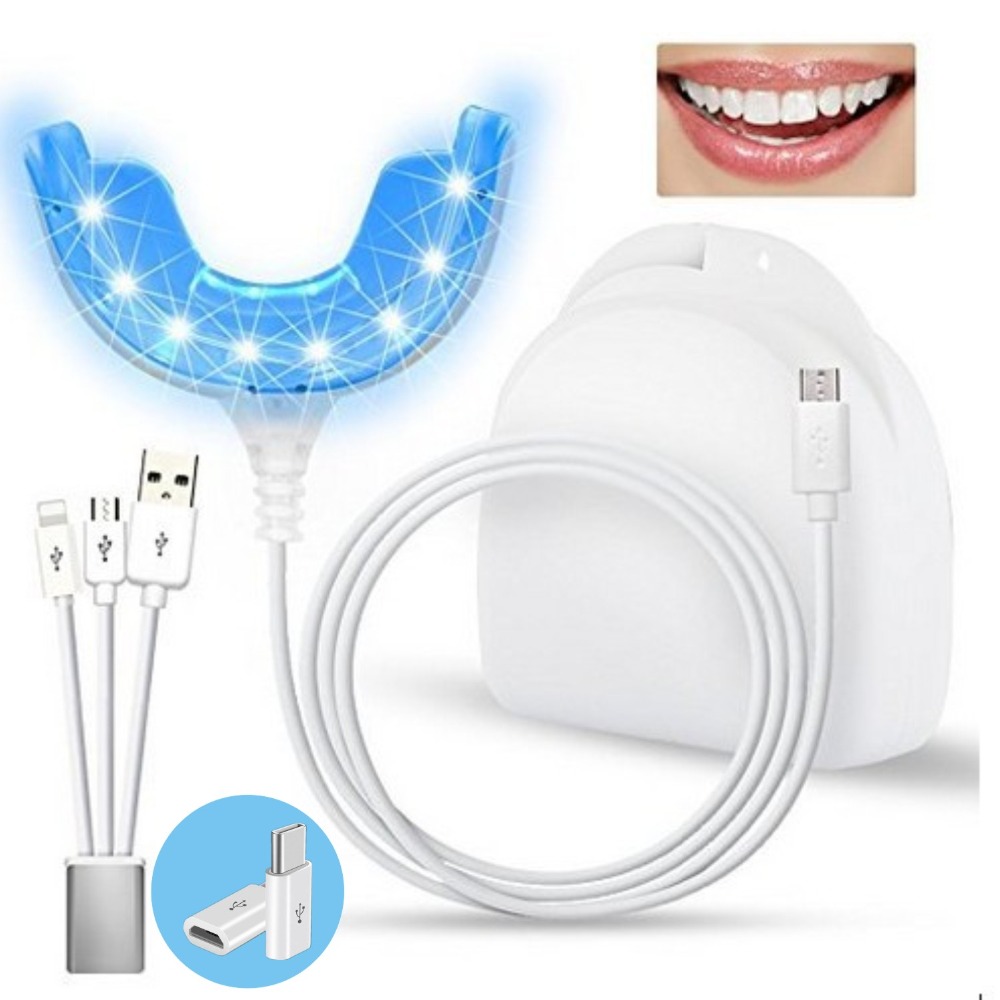 Portable Smart Cold Blue light LED Tooth Whitener Device Dental Whitening Kit 4 USB Ports For Android IOS Teeth Bleaching