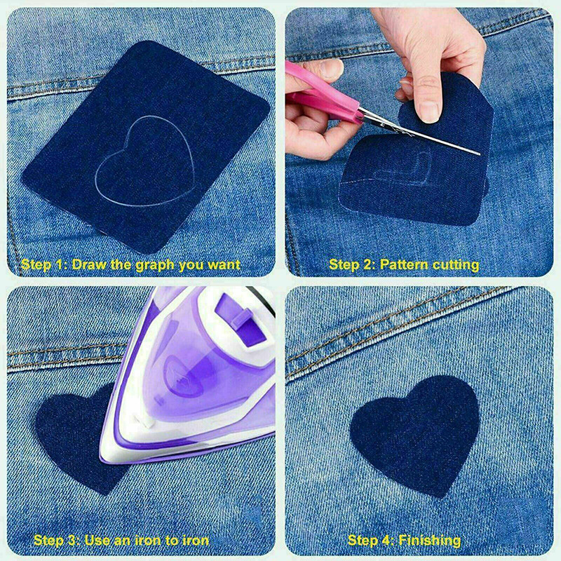 20/25PCS DIY Design Iron On Denim Fabric Patches Clothing Jeans Self Adhesive Repair Kit Household DIY Apparel Sewing