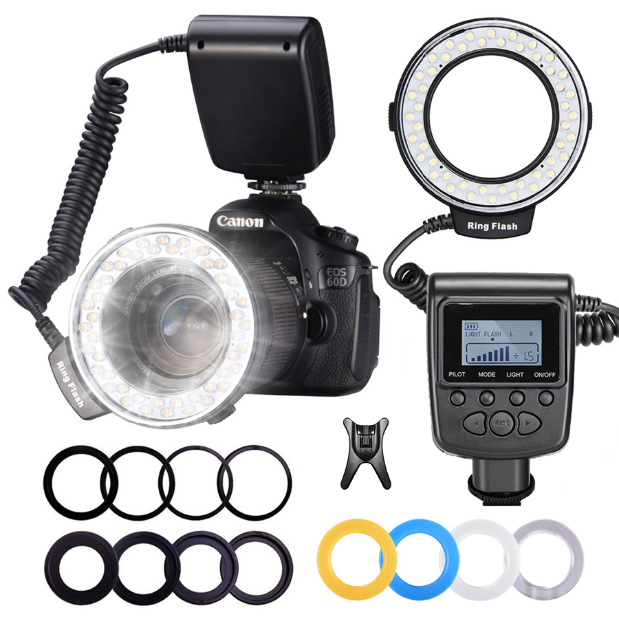MAMEN Macro 48 LED Ring Flashlight lamp For Sony Canon Nikon Fujifilm Olympus Pentax DSLR Camera Photo Light Speedlight Kit