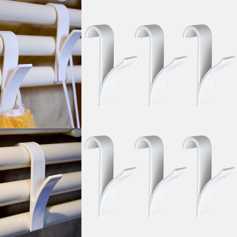 6pcs White High Quality Hanger For Heated Towel Radiator Rail Bath Hook Holder Clothes Hanger Plegable Scarf Hanger